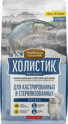 Деревенские Лакомства Премьер Сухой корм для стерилизованных кошек, с лососем